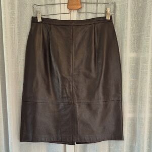 Talbots Chocolate BROWN Leather Pencil Skirt